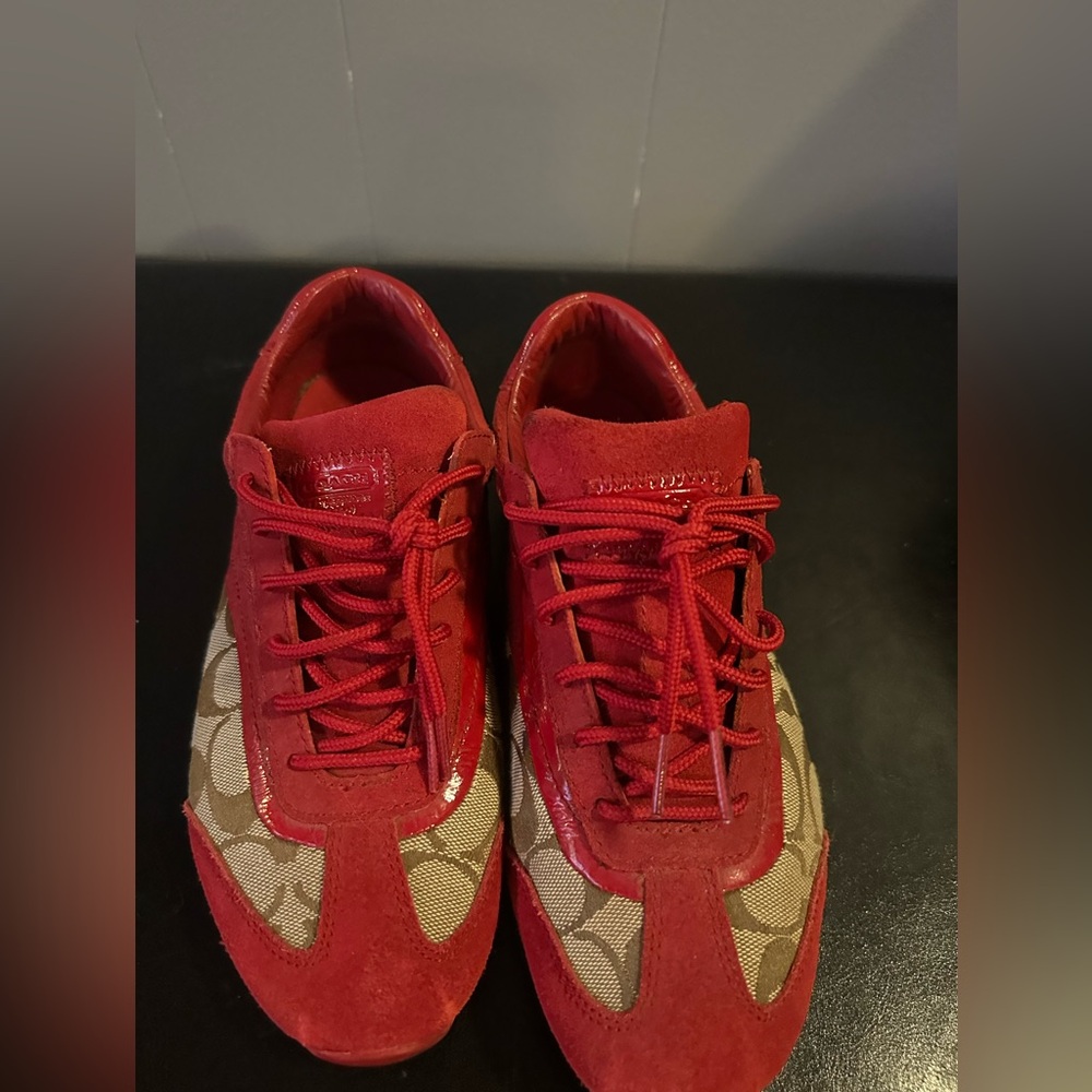 Coach Kids Red and Tan Sneakers